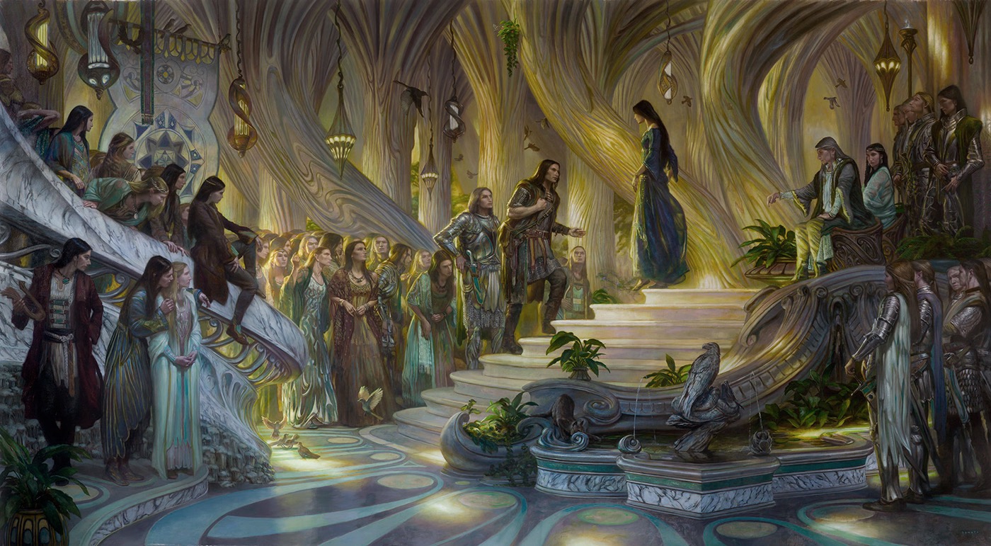 Donato Giancola - Beren and Luthien in the Court of Thingol and Melian.jpeg